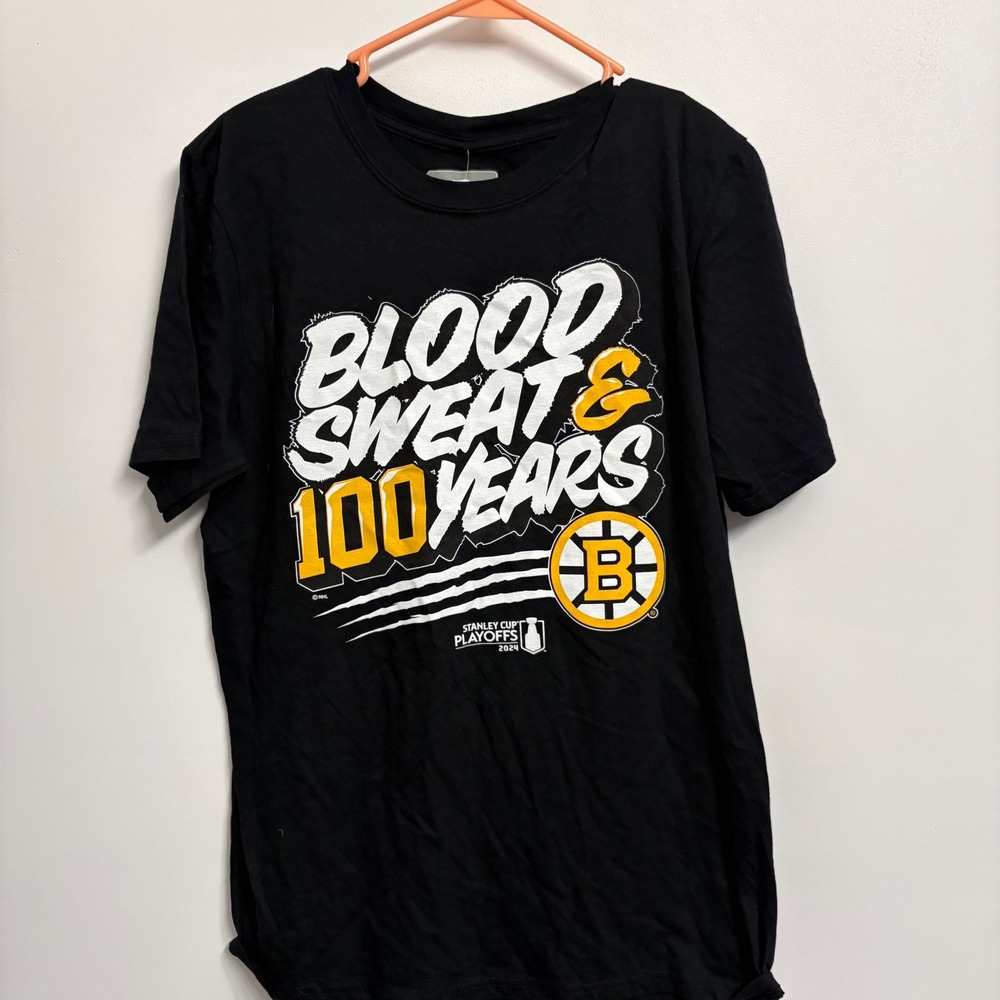 Fanatics Boston Bruins 2024 Stanley Cup Playoffs 100 Years T-Shirt Mens Medium